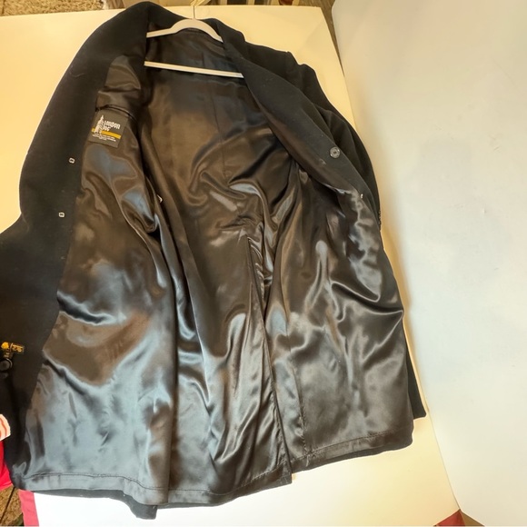 London Fog Men’s Long Wool Coat Black Double Breasted - Picture 16 of 17